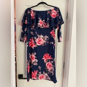 Miss Qee maternity dress navy with pink flowers Large